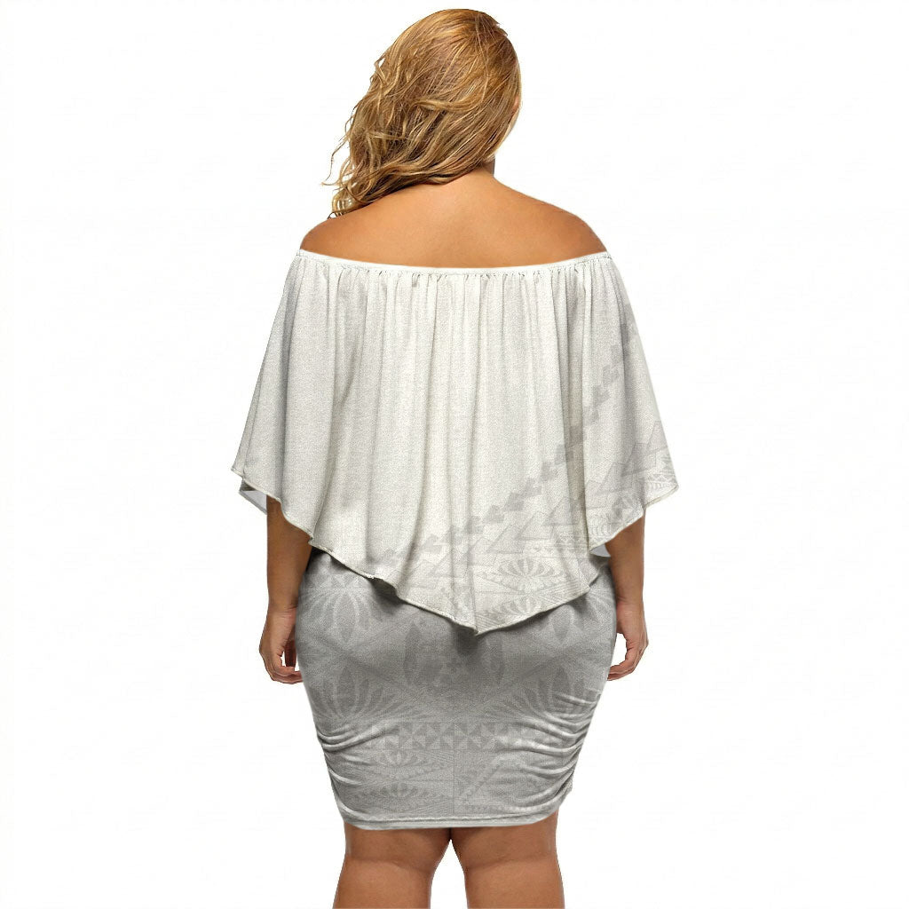 Tonga White Sunday Fakame Off Shoulder Short Dress Tokelaufeletoa Kupesi