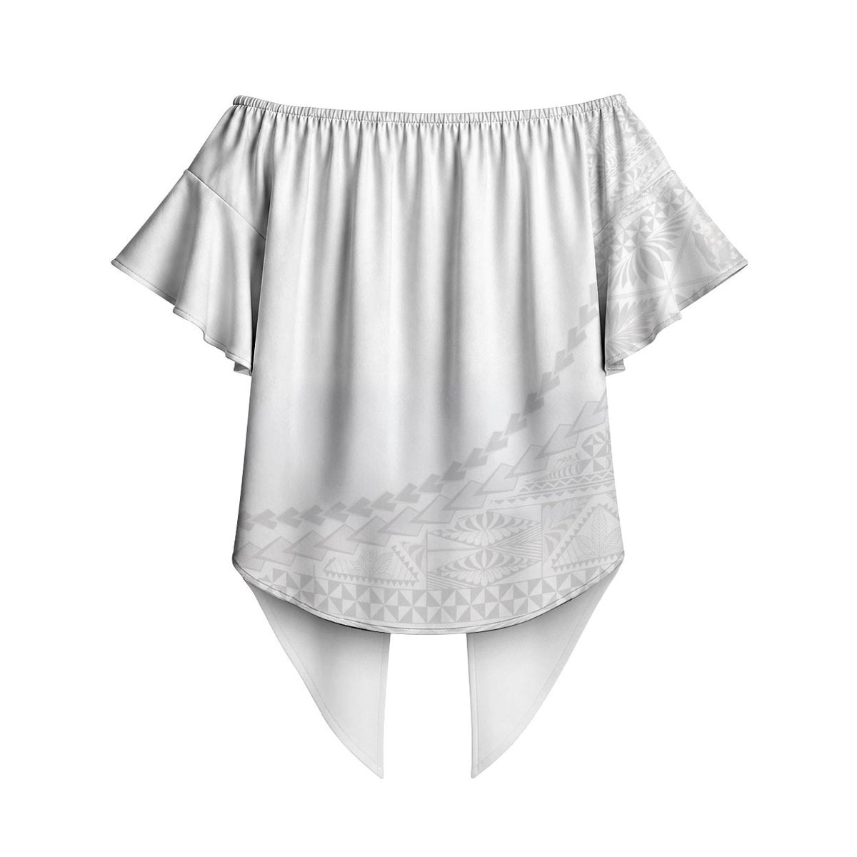 Tonga White Sunday Fakame Off Shoulder Wrap Waist Top Tokelaufeletoa Kupesi