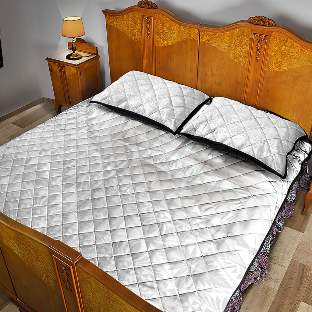 Tonga White Sunday Fakame Quilt Bed Set Tokelaufeletoa Kupesi