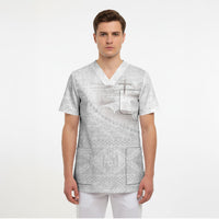 Tonga White Sunday Fakame Scrub Top Tokelaufeletoa Kupesi