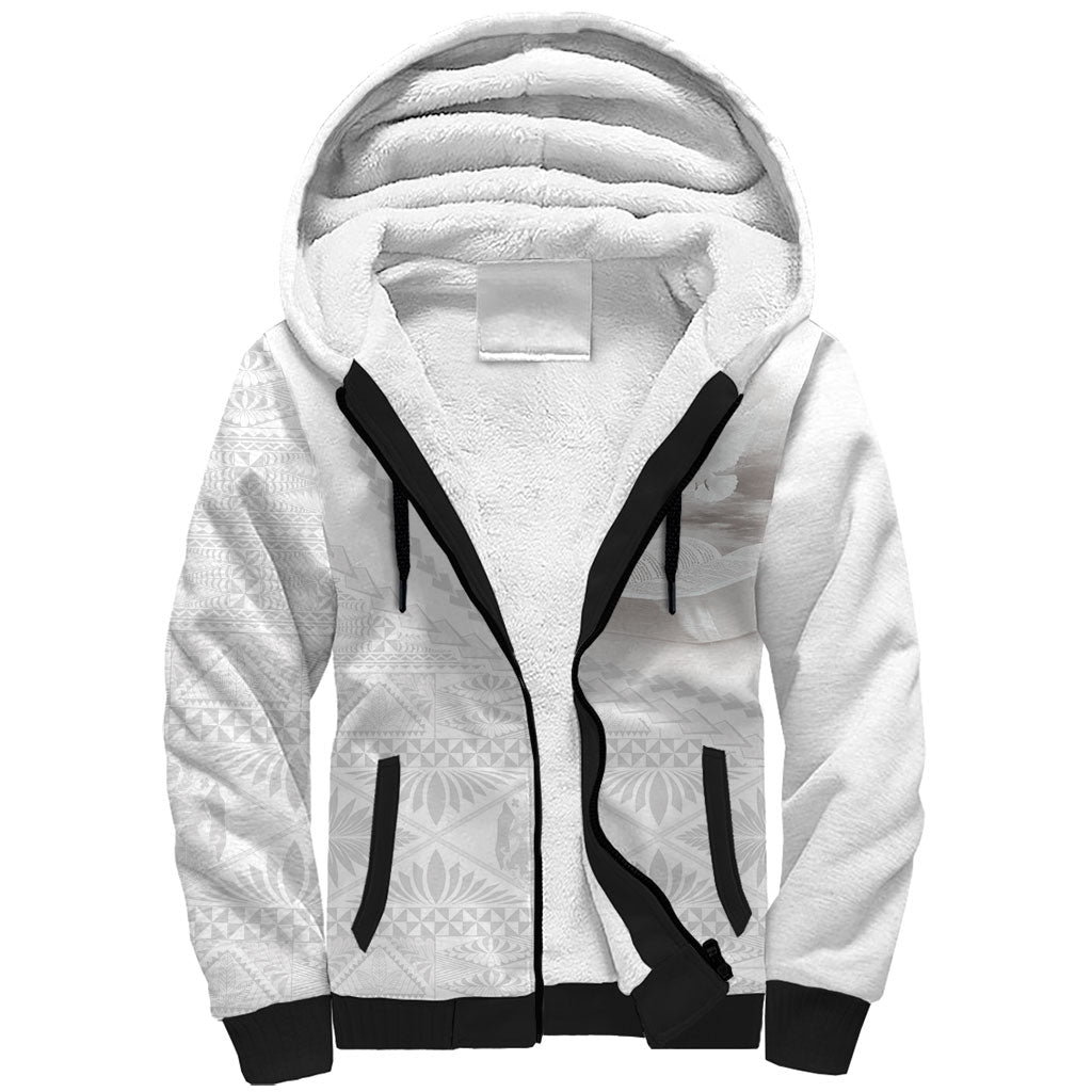 Tonga White Sunday Fakame Sherpa Hoodie Tokelaufeletoa Kupesi
