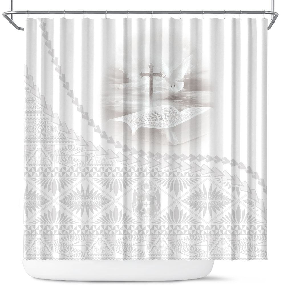Tonga White Sunday Fakame Shower Curtain Tokelaufeletoa Kupesi