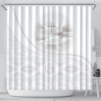 Tonga White Sunday Fakame Shower Curtain Tokelaufeletoa Kupesi