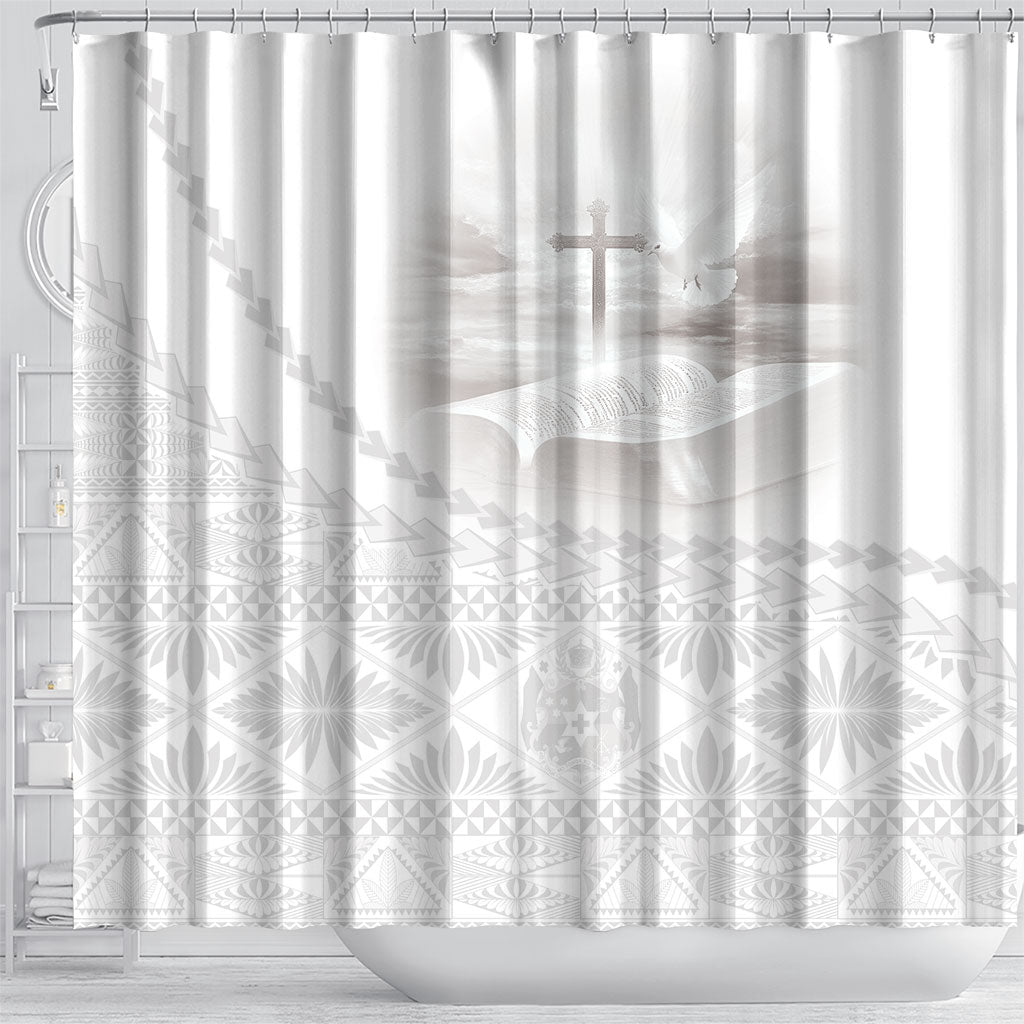 Tonga White Sunday Fakame Shower Curtain Tokelaufeletoa Kupesi