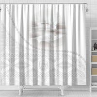 Tonga White Sunday Fakame Shower Curtain Tokelaufeletoa Kupesi