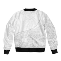 Tonga White Sunday Fakame Sleeve Zip Bomber Jacket Tokelaufeletoa Kupesi