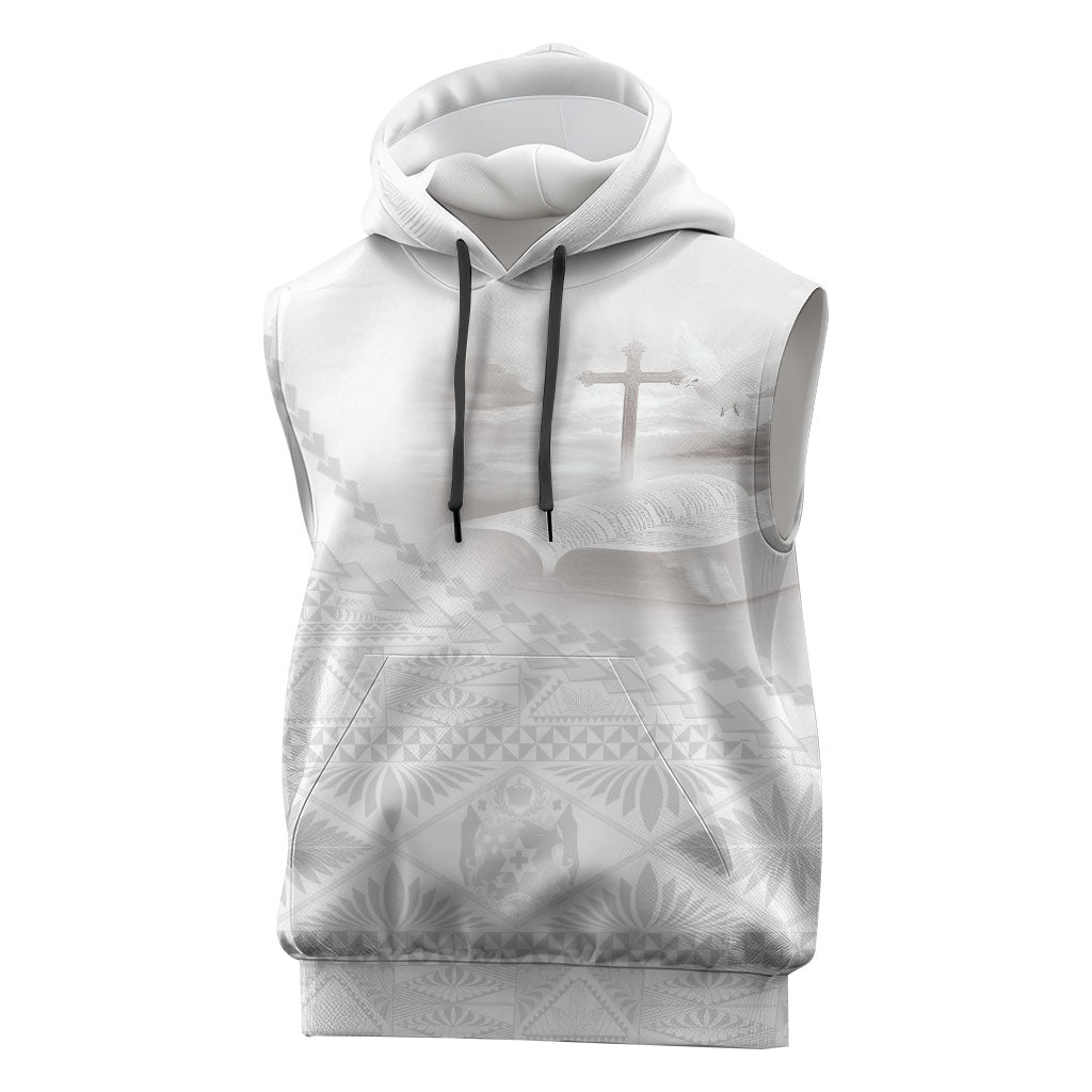 Tonga White Sunday Fakame Sleeveless Hoodie Tokelaufeletoa Kupesi