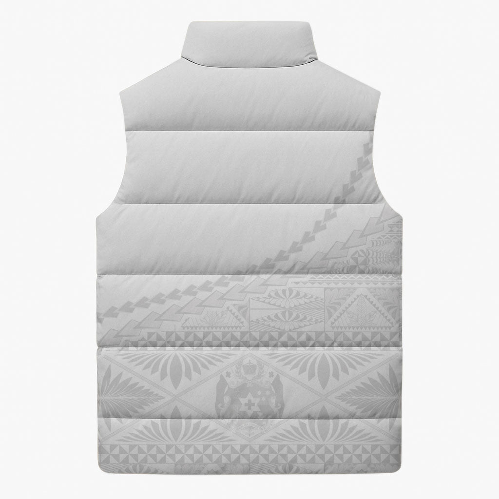 Tonga White Sunday Fakame Sleeveless Puffer Jacket Tokelaufeletoa Kupesi