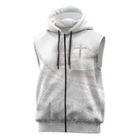Tonga White Sunday Fakame Sleeveless Zip Hoodie Tokelaufeletoa Kupesi