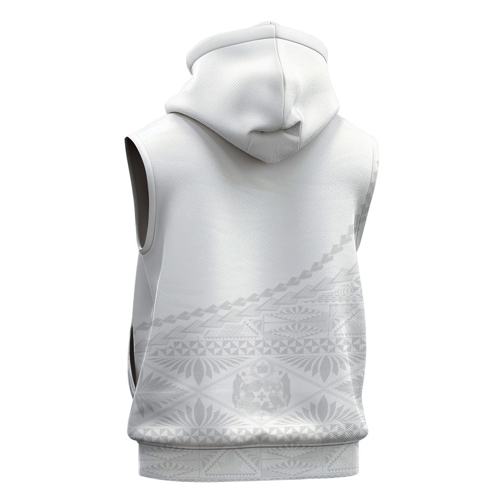 Tonga White Sunday Fakame Sleeveless Zip Hoodie Tokelaufeletoa Kupesi