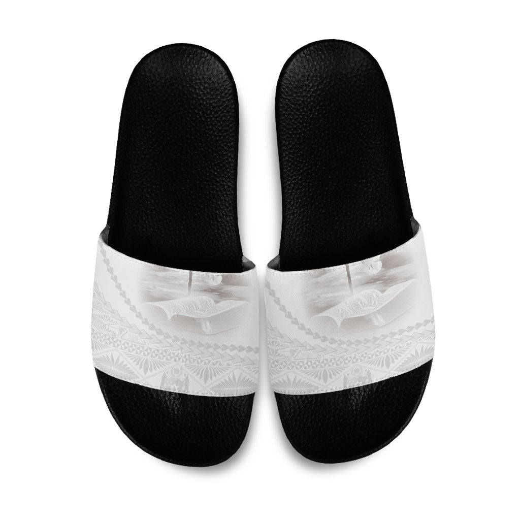 Tonga White Sunday Fakame Slide Sandals Tokelaufeletoa Kupesi