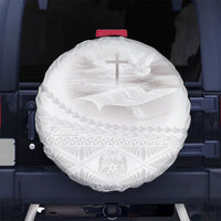 Tonga White Sunday Fakame Spare Tire Cover Tokelaufeletoa Kupesi