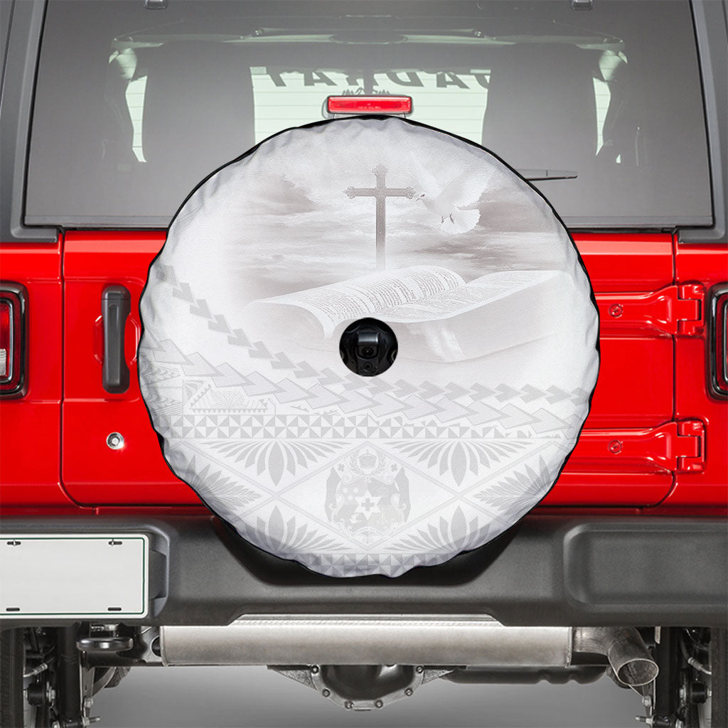 Tonga White Sunday Fakame Spare Tire Cover Tokelaufeletoa Kupesi