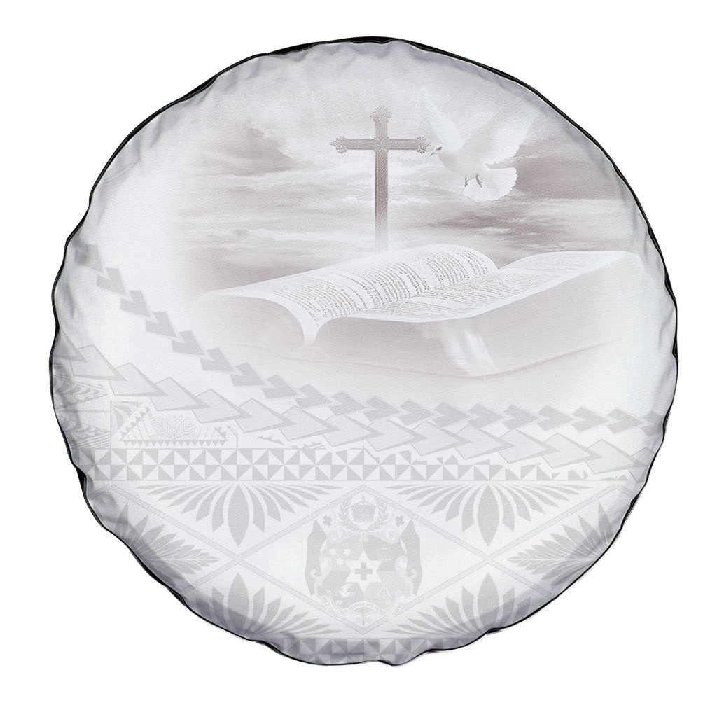 Tonga White Sunday Fakame Spare Tire Cover Tokelaufeletoa Kupesi