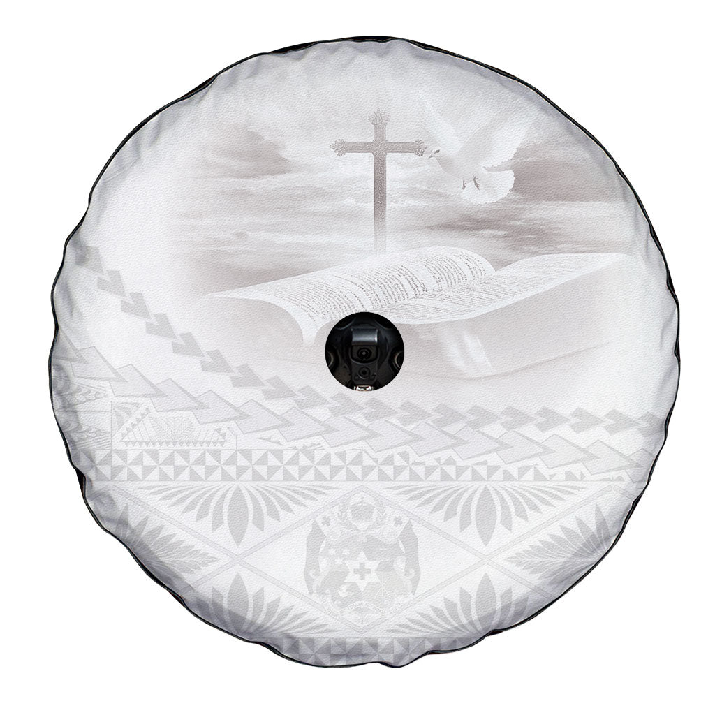 Tonga White Sunday Fakame Spare Tire Cover Tokelaufeletoa Kupesi
