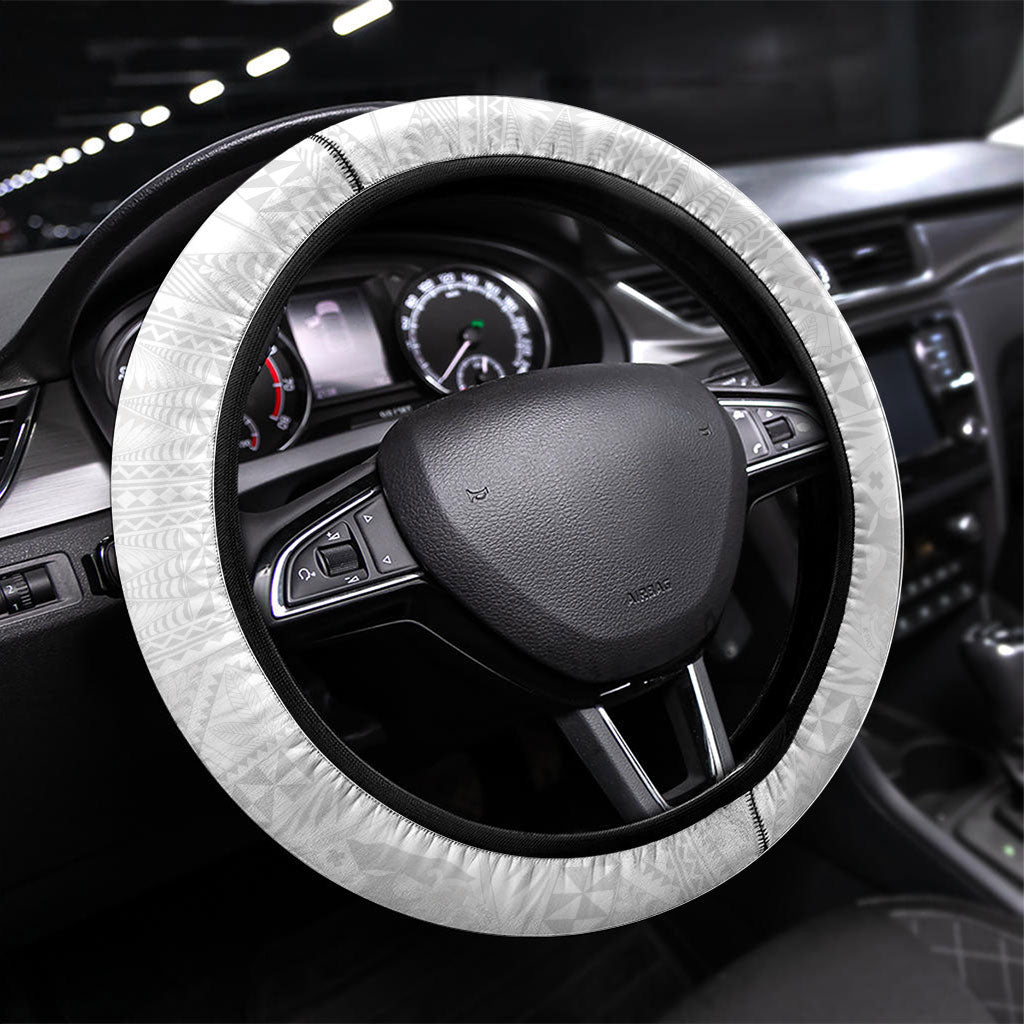 Tonga White Sunday Fakame Steering Wheel Cover Tokelaufeletoa Kupesi