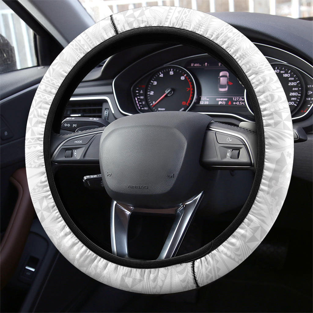 Tonga White Sunday Fakame Steering Wheel Cover Tokelaufeletoa Kupesi