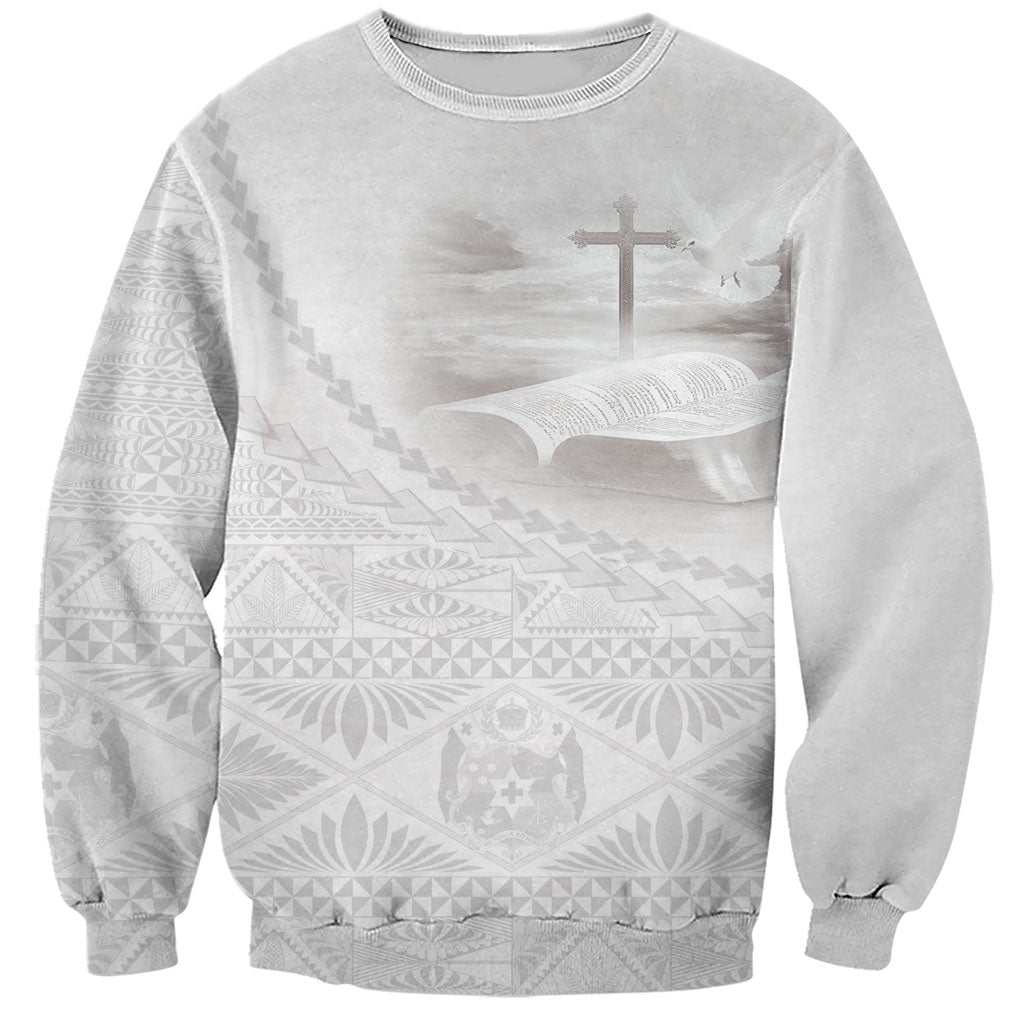 Tonga White Sunday Fakame Sweatshirt Tokelaufeletoa Kupesi