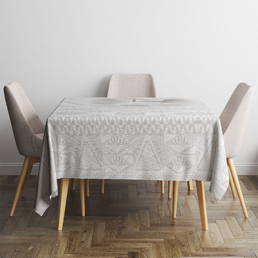 Tonga White Sunday Fakame Tablecloth Tokelaufeletoa Kupesi