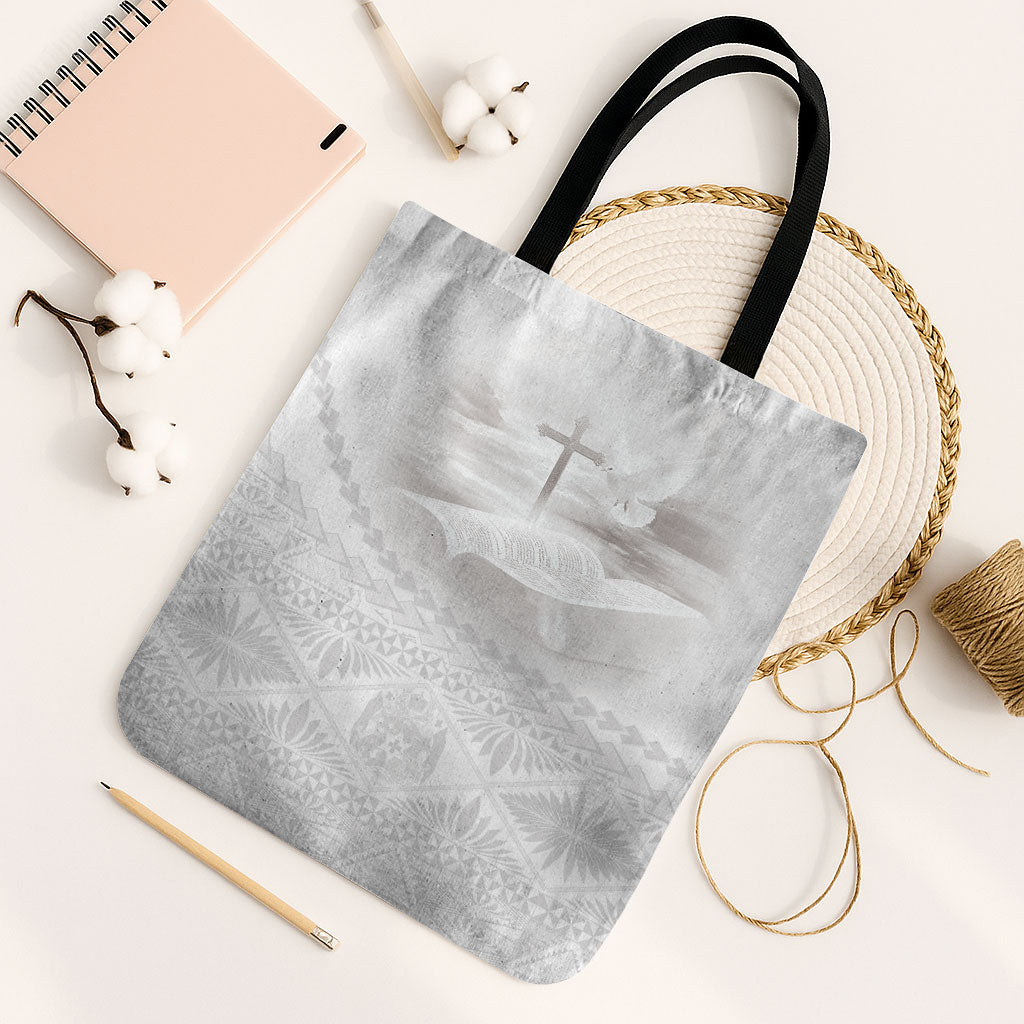 Tonga White Sunday Fakame Tote Bag Tokelaufeletoa Kupesi