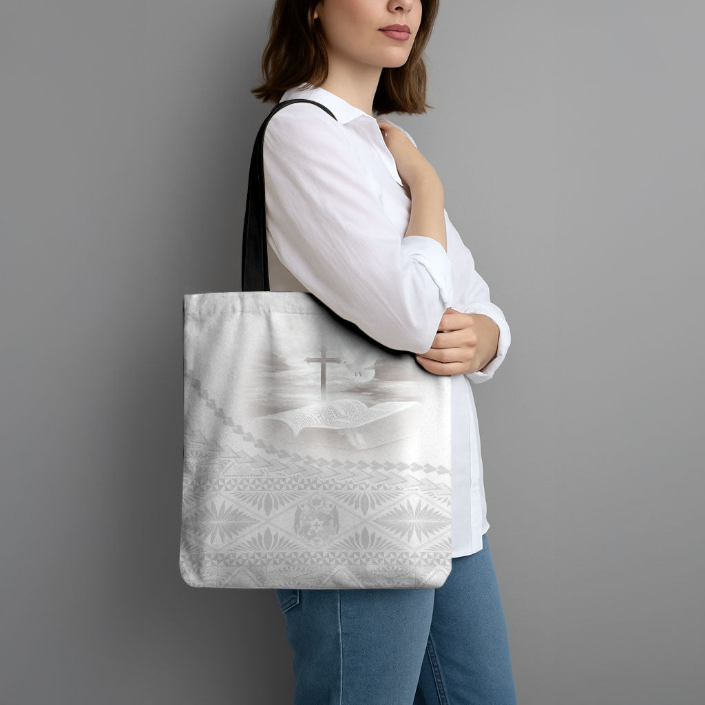 Tonga White Sunday Fakame Tote Bag Tokelaufeletoa Kupesi