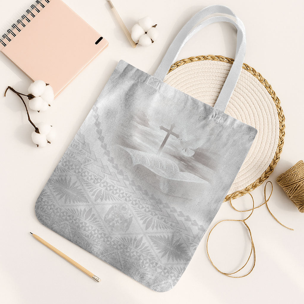 Tonga White Sunday Fakame Tote Bag Tokelaufeletoa Kupesi
