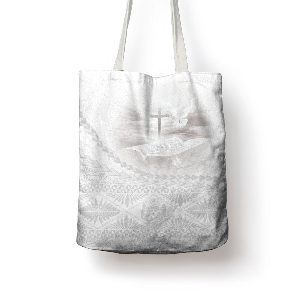 Tonga White Sunday Fakame Tote Bag Tokelaufeletoa Kupesi