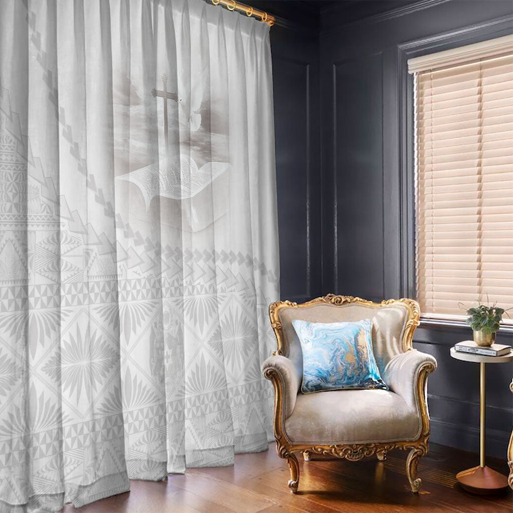 Tonga White Sunday Fakame Window Curtain Tokelaufeletoa Kupesi
