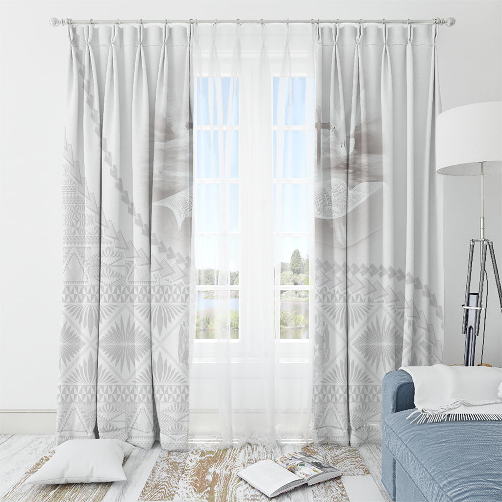 Tonga White Sunday Fakame Window Curtain Tokelaufeletoa Kupesi