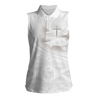Tonga White Sunday Fakame Women Sleeveless Polo Shirt Tokelaufeletoa Kupesi
