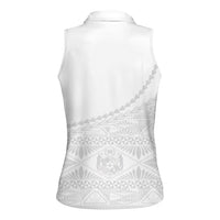 Tonga White Sunday Fakame Women Sleeveless Polo Shirt Tokelaufeletoa Kupesi