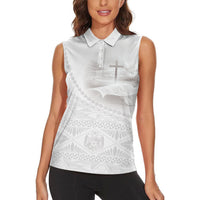 Tonga White Sunday Fakame Women Sleeveless Polo Shirt Tokelaufeletoa Kupesi