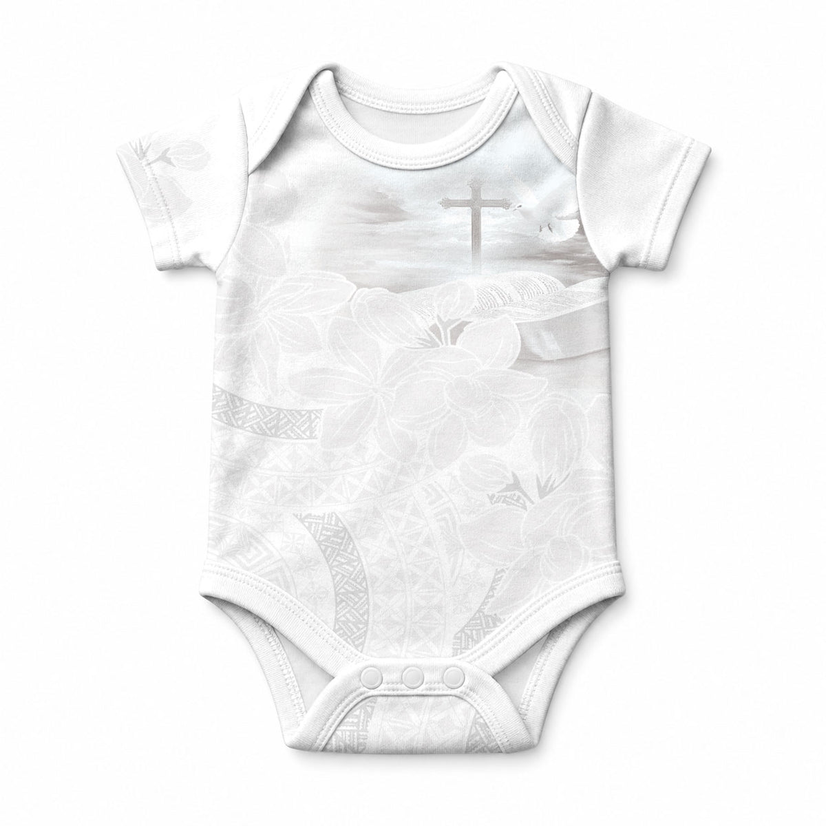 Niue White Sunday Tapu Fanau Baby Onesie Fiti Pua Mix Hiapo Tapa