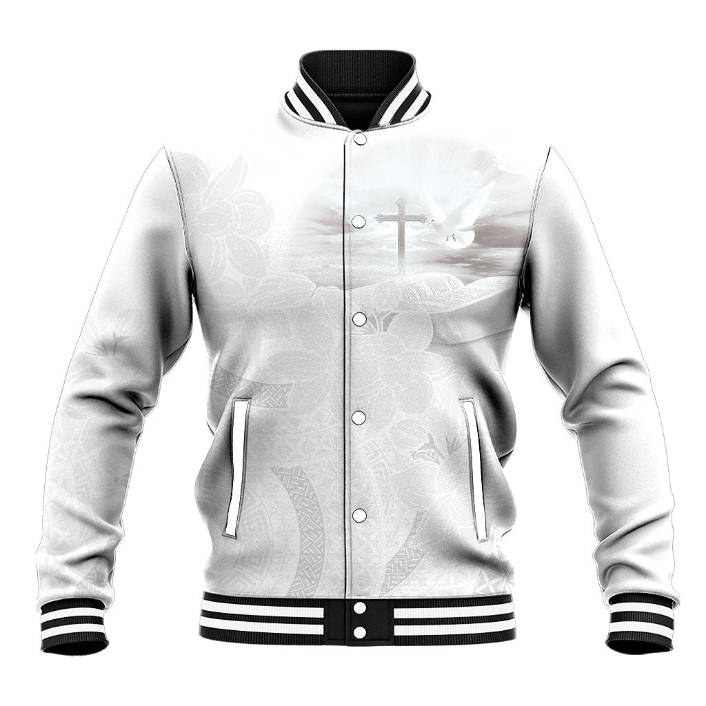 Niue White Sunday Tapu Fanau Baseball Jacket Fiti Pua Mix Hiapo Tapa