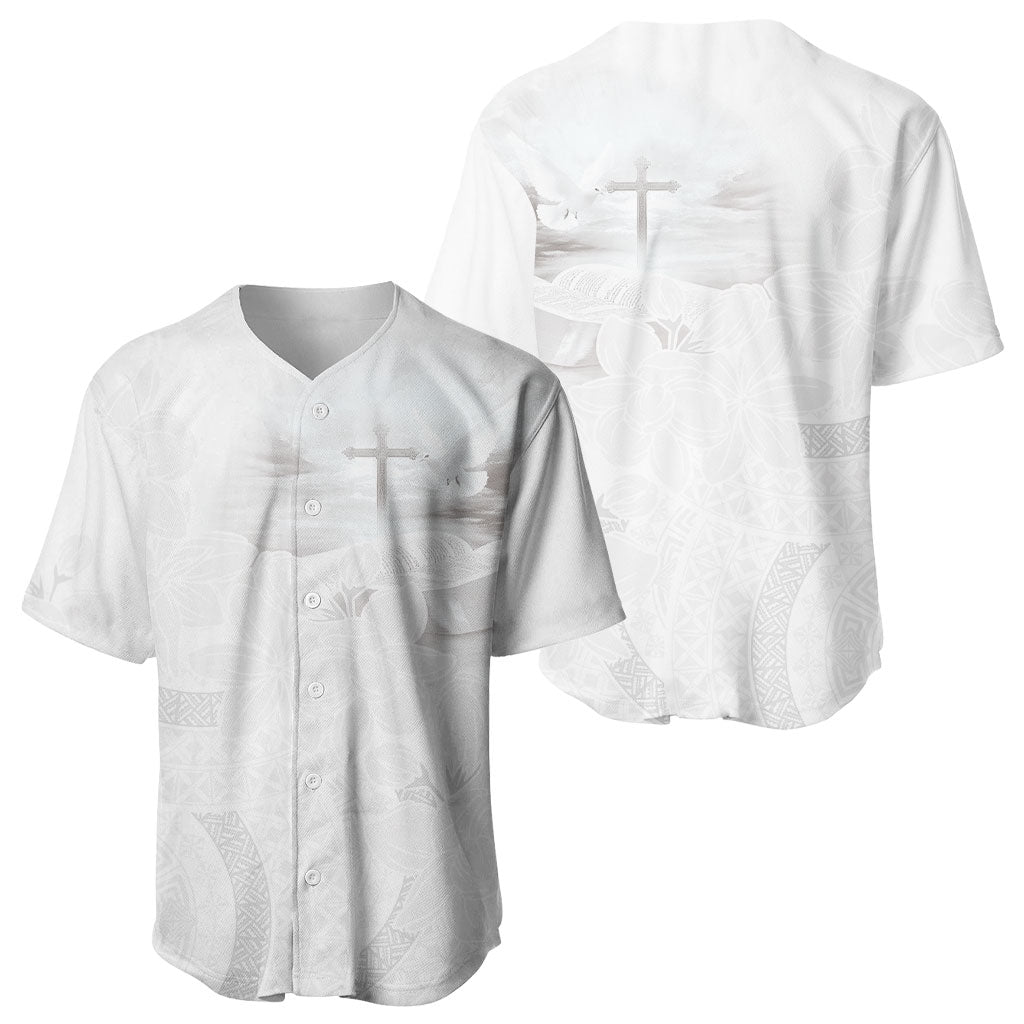 Niue White Sunday Tapu Fanau Baseball Jersey Fiti Pua Mix Hiapo Tapa