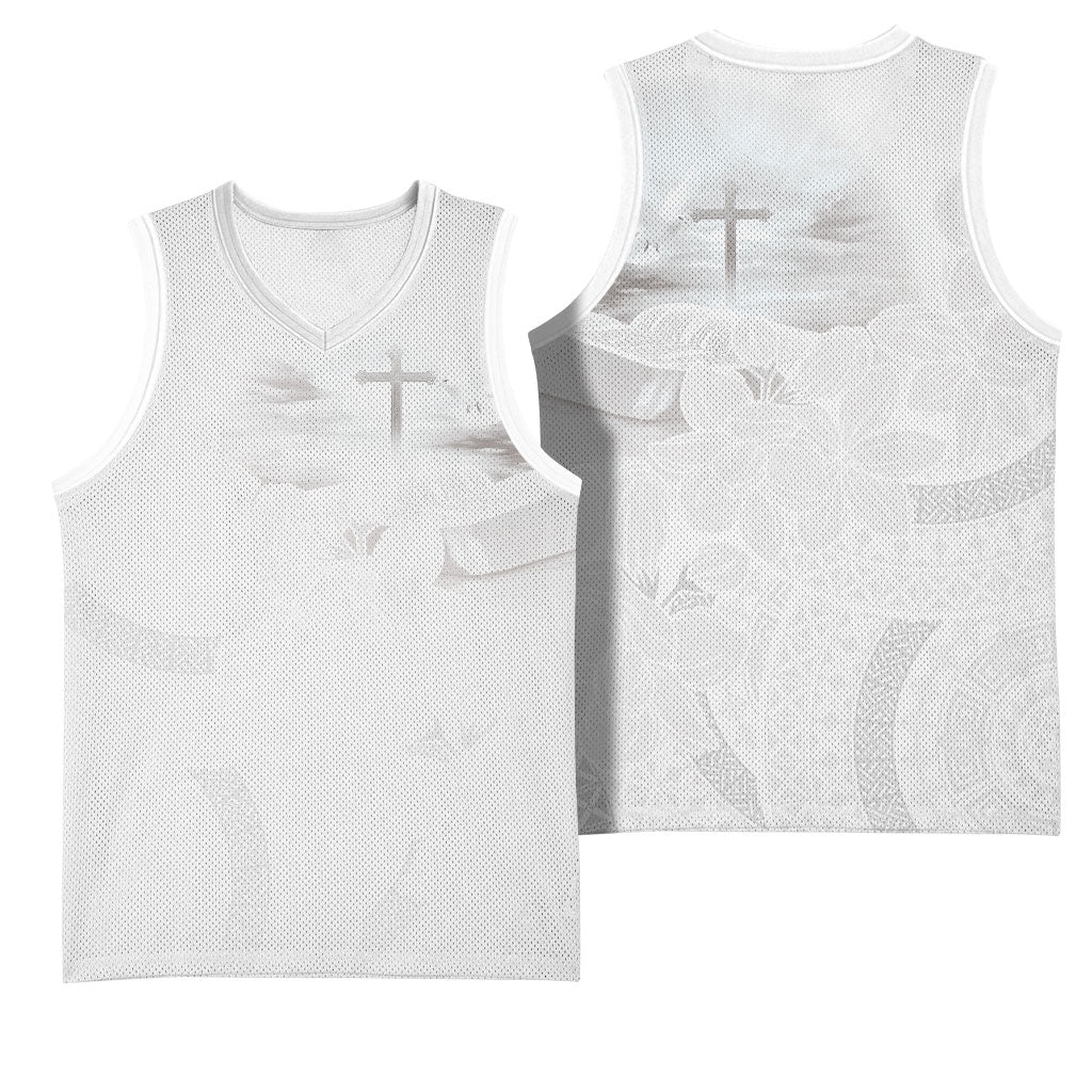 Niue White Sunday Tapu Fanau Basketball Jersey Fiti Pua Mix Hiapo Tapa