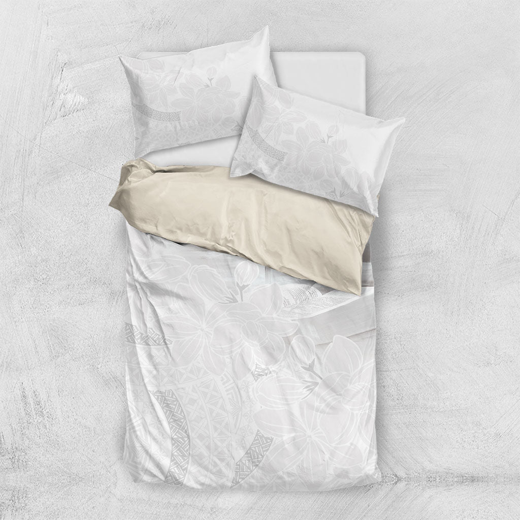 Niue White Sunday Tapu Fanau Bedding Set Fiti Pua Mix Hiapo Tapa