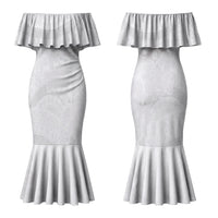 Niue White Sunday Tapu Fanau Couples Matching Mermaid Dress and Long Sleeve Button Shirt Fiti Pua Mix Hiapo Tapa