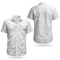 Niue White Sunday Tapu Fanau Couples Matching Short Sleeve Bodycon Dress and Hawaiian Shirt Fiti Pua Mix Hiapo Tapa