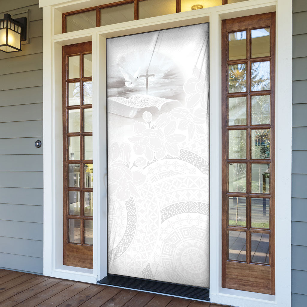 Niue White Sunday Tapu Fanau Door Cover Fiti Pua Mix Hiapo Tapa