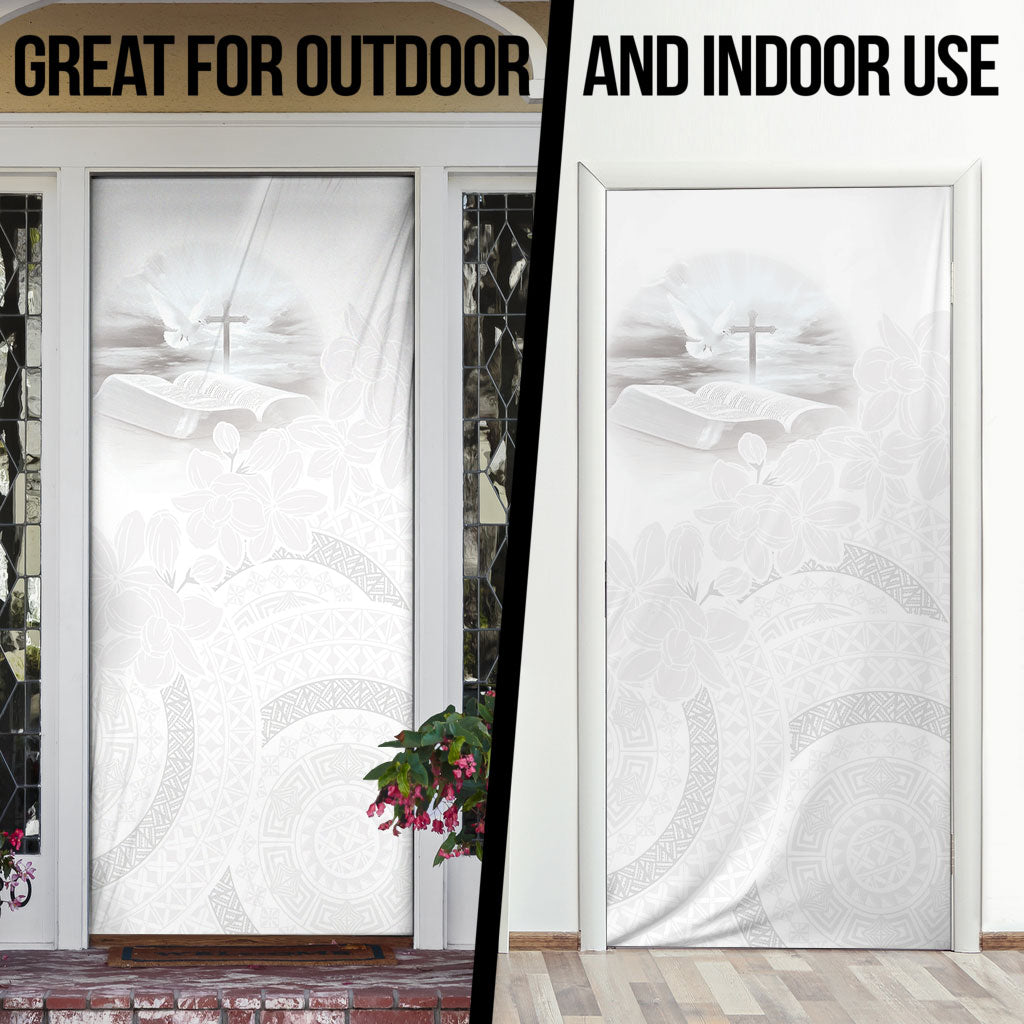 Niue White Sunday Tapu Fanau Door Cover Fiti Pua Mix Hiapo Tapa