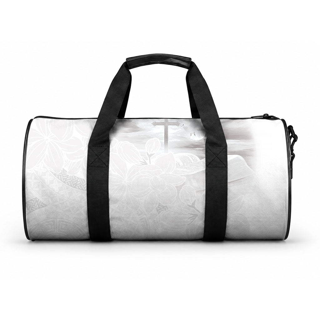 Niue White Sunday Tapu Fanau Duffle Bag Fiti Pua Mix Hiapo Tapa
