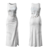 Niue White Sunday Tapu Fanau Family Matching Tank Maxi Dress and Hawaiian Shirt Fiti Pua Mix Hiapo Tapa