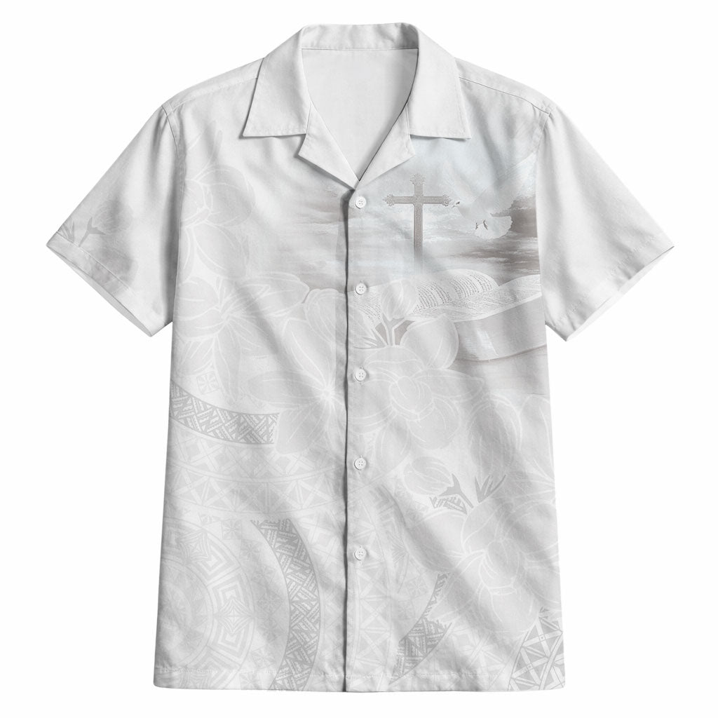 Niue White Sunday Tapu Fanau Hawaiian Shirt Fiti Pua Mix Hiapo Tapa