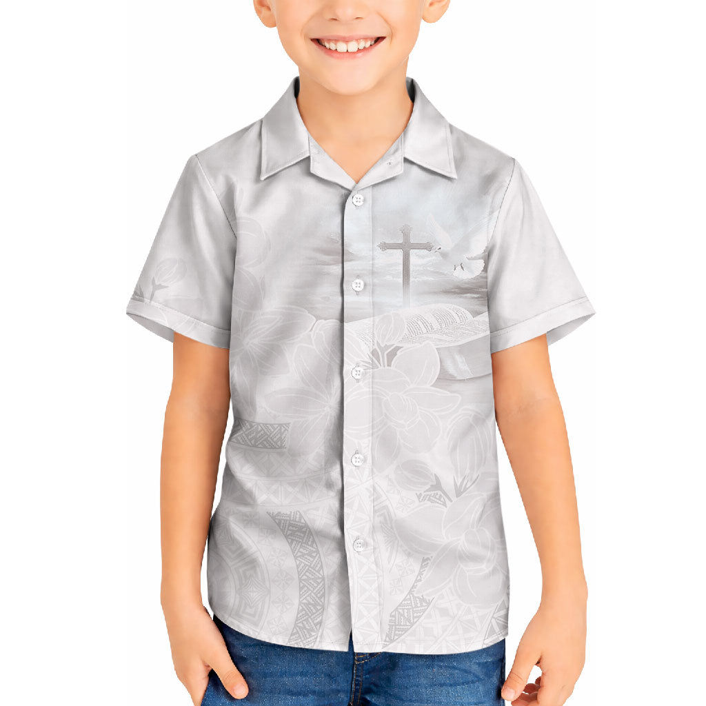 Niue White Sunday Tapu Fanau Hawaiian Shirt Fiti Pua Mix Hiapo Tapa