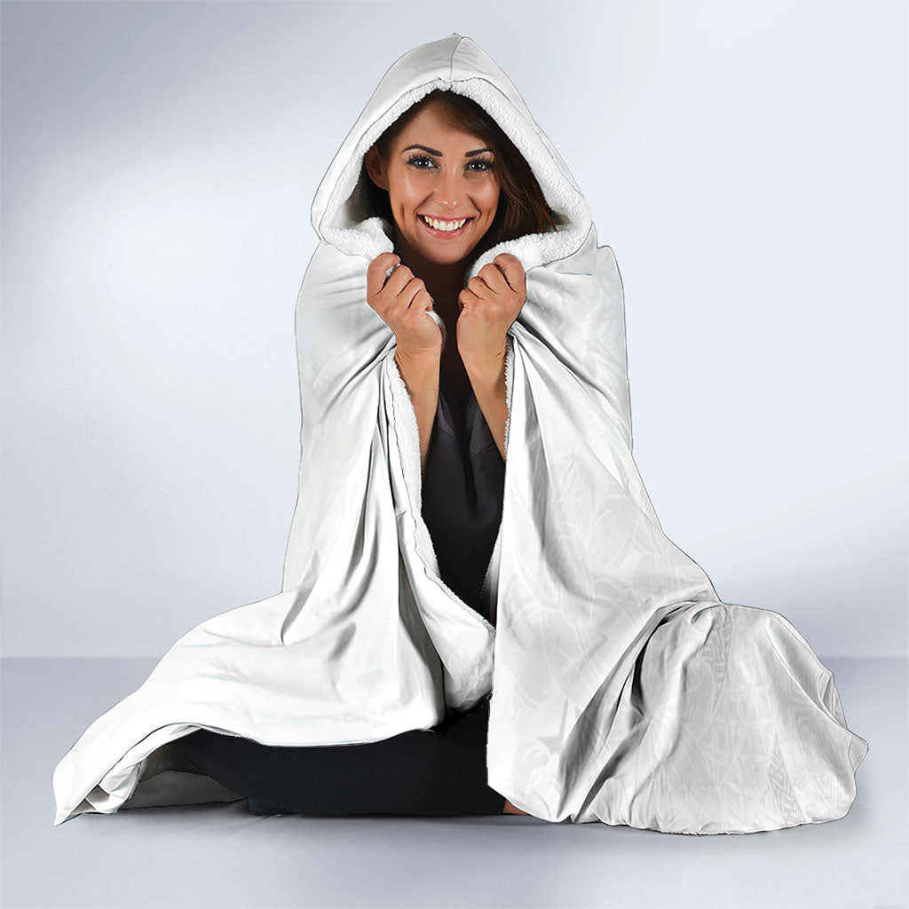 Niue White Sunday Tapu Fanau Hooded Blanket Fiti Pua Mix Hiapo Tapa