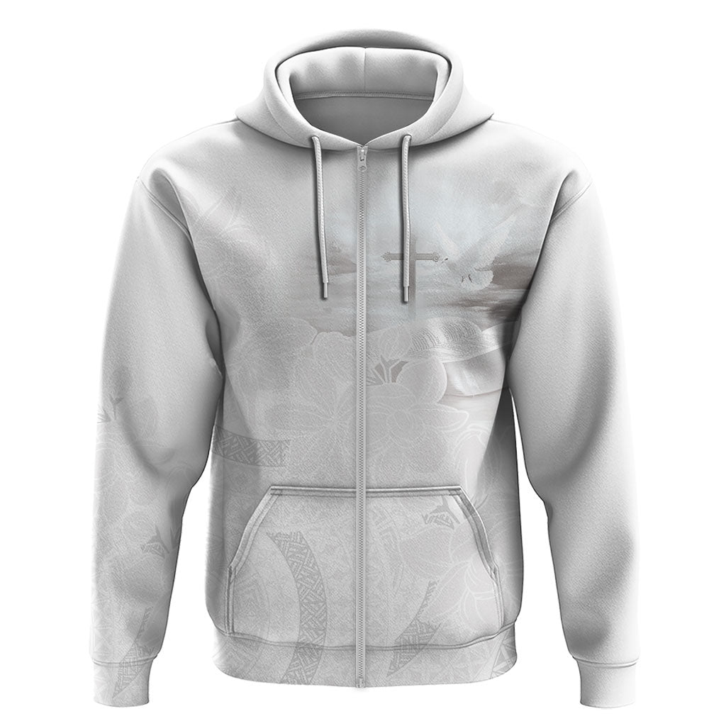 Niue White Sunday Tapu Fanau Hoodie Fiti Pua Mix Hiapo Tapa