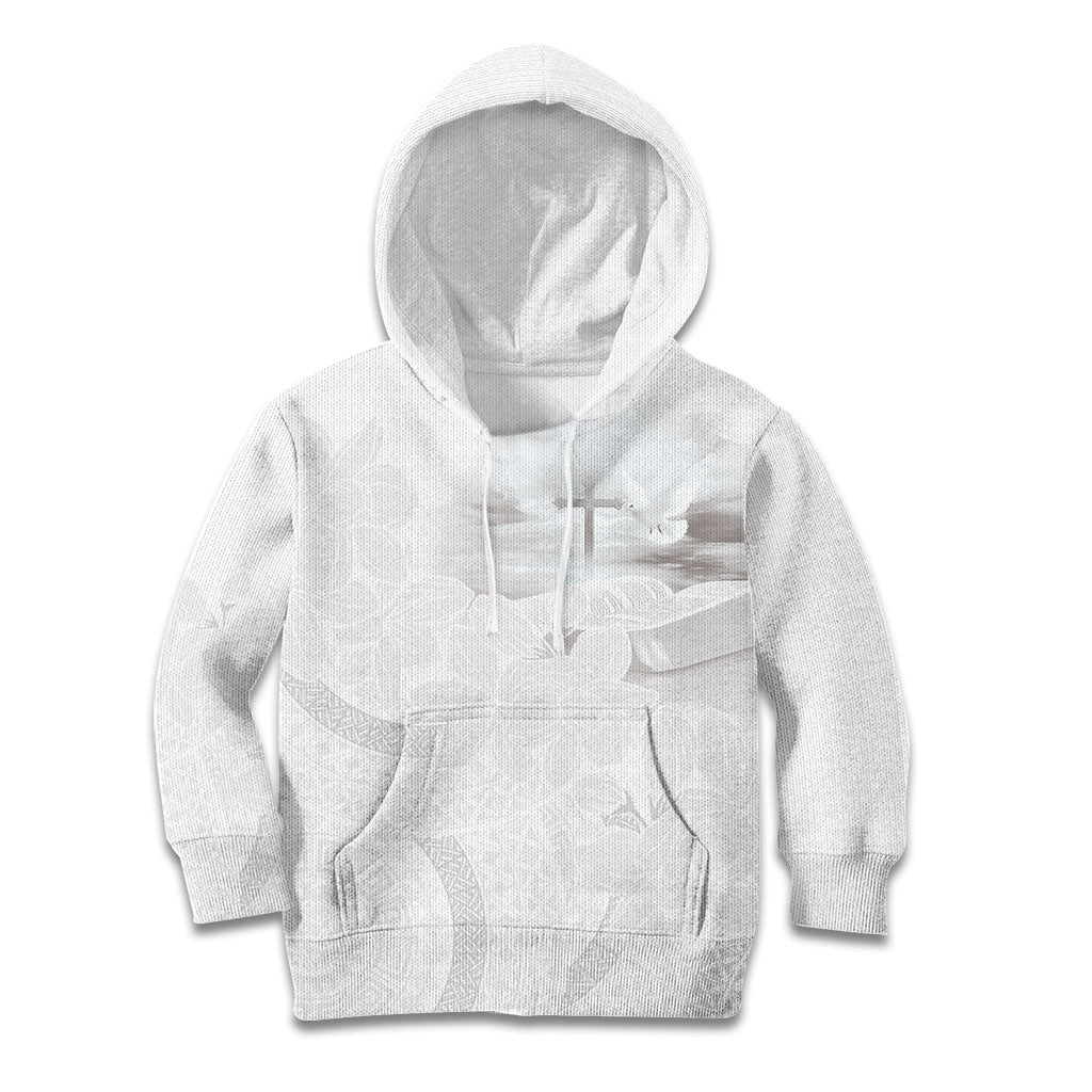 Niue White Sunday Tapu Fanau Kid Hoodie Fiti Pua Mix Hiapo Tapa