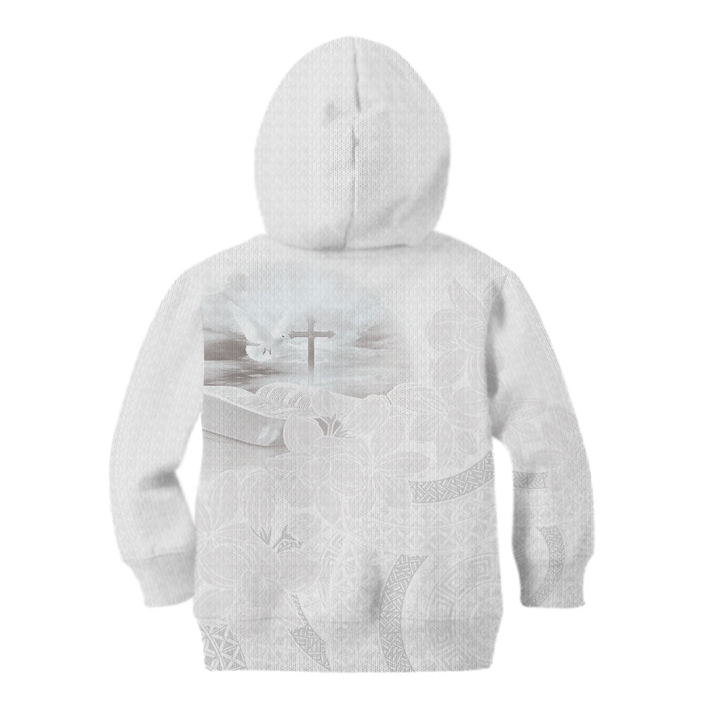 Niue White Sunday Tapu Fanau Kid Hoodie Fiti Pua Mix Hiapo Tapa