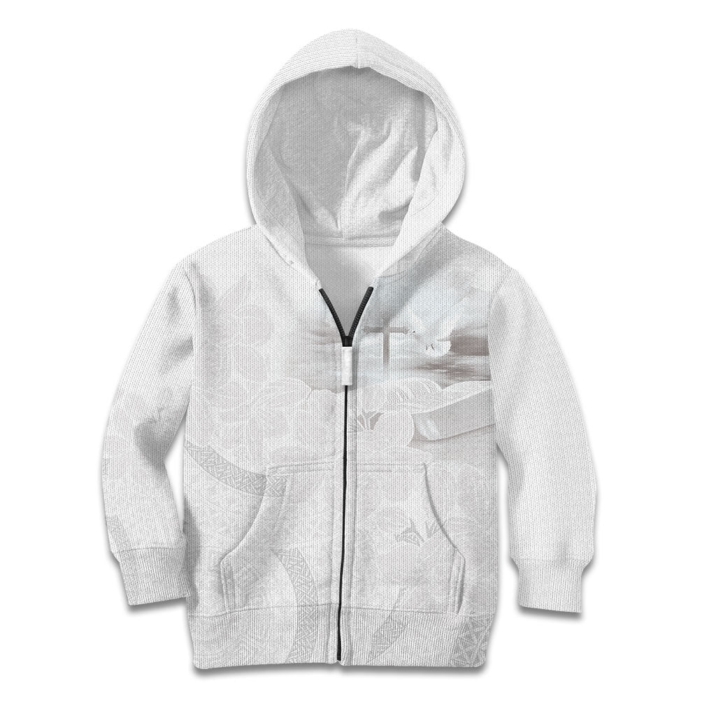 Niue White Sunday Tapu Fanau Kid Hoodie Fiti Pua Mix Hiapo Tapa